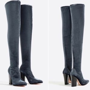 NWT ZARA velvet over the knee boot